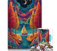 Psychedelic Boat Adult Jigsaws 1000 Pieces Difficult,Help The Brain Exercise Addictive Toys to Cultivate Patience Great Gift (38x26cm)