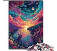 Psychedelic Boat Jigsaw Puzzles for Adults 1000, Challenging Game And Family Play Educational Game for Birthday, Chrismas (26x38cm)