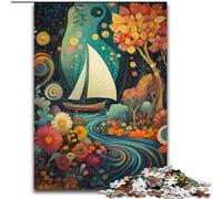 Psychedelic Boat Jigsaw Puzzles for Adults Teenagers Jigsaws Puzzle, Family Game Stress Reliever Difficult Challenge Great Gifts And Toys (26x38cm)