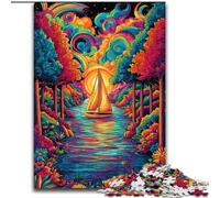 Psychedelic Boat JigsawPuzzle 1000 Pieces for Teenagers, Pattern Assembly Deal As Gifts for The Whole Family Suitable for And 14 (26x38cm)