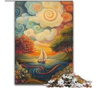 Psychedelic Boat Jigsaws 1000 Pieces for Adults, for Age 14+ Fun Games Fun Activities at Home, Birthday Gifts, Travel Gifts (26x38cm)