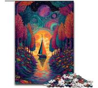Psychedelic Boat Jigsaws 1000 Pieces for Adults, for And 14 Years And over Brainteaser Family Games Christmas Birthday Gifts (50x75cm)