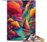 Psychedelic Boat Jigsaws Puzzles 1000 Pieces for Adults Gifts, Toy Intellectual Game Artists Collection, Fine Art (26x38cm)