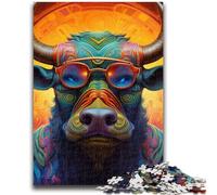 Psychedelic Buffalo JigsawPuzzle 1000 Pieces for Adults,Challenging To Complete But Fun And Humorous Unique Home Decor And Gifts (50x75cm)