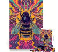 Psychedelic Bumblebee 1000 Piece Jigsaw Puzzles for Teenagers Logic Sense Toy Peaceful Fun Smooth Edge Creative Gift (38x52cm)