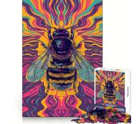 Psychedelic Bumblebee 1000 Piece Jigsaws for Teenagers Puzzle Mind Challenge Toy Calm Pastime Precise Cut Lovely Gift (38x26cm)