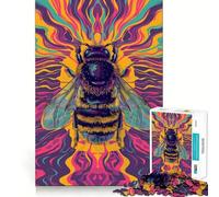 Psychedelic Bumblebee 1000 Piece Jigsaws for Teenagers Puzzle Mind Challenge Toy Calm Pastime Precise Cut Lovely Gift (38x26cm)