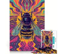Psychedelic Bumblebee Teenagers 1000 Piece Jigsaw Puzzle Think Smart Toy Bonding Time Smooth Cut Santa Wish List (50x75cm)