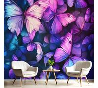 Psychedelic Butterfly Wall Mural Photo Wallpaper, Surrealist Style 3D Printed Mural, Murals Wall Art Print for Bedroom Living Room Dining Room Home Decoration 350×256 Cm Purple