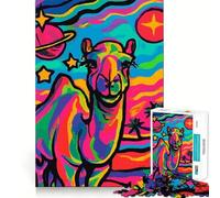 Psychedelic Camel in Space Jigsaw Puzzles for Adults 1000 Piece Memory Boost Cozy Time Pattern Assembly Santa Wish List (38x52cm)