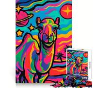 Psychedelic Camel in Space Jigsaw Puzzles for Adults 1000 Piece Memory Boost Cozy Time Pattern Assembly Santa Wish List (38x52cm)