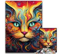 Psychedelic Cat 1000 Piece Jigsaw Jigsaw Puzzles Challenging Brain Teaser, Family Activity, Home Decor, 26X38CM/10.23x14.96inch