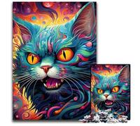 Psychedelic Cat 1000-Piece Jigsaw Puzzle cardboard Jigsaw Puzzles for Adults for Teenagers & Teens, Ideal Birthday 26X38CM/10.23x14.96inch