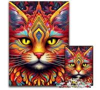 Psychedelic Cat 1000 Piece Jigsaw Puzzles for Adults Difficult Puzzles for Adults Ideal And Home Decor 50x75CM/19.68x29.52inch