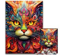 Psychedelic Cat 1000 Pieces Puzzles for Adults cardboard Jigsaw Puzzles for Home Decor, Brain Training 26X38CM/10.23x14.96inch
