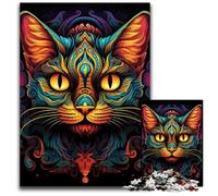 Psychedelic Cat Adult Jigsaw Puzzles 1000 Pieces Challenging Puzzles for Teenagers, Couples, And Friends for Birthdays, Christmas 26X38CM/10.23x14.96inch