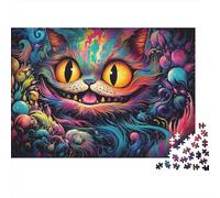 Psychedelic Cat Art 1000 Pieces Puzzle ForAdults Kids Colorful Psychedelic Cheshire Cat Wall Decoration Decompression Jigsaw for Men And Women Challenging Puzzles Jigsaw Puzzles 70x50cm/1000pcs