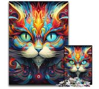 Psychedelic Cat Art 1000 Pieces Puzzle Gifts Jigsaw Puzzles for Adults Family Activity, DIY Home Decor, 50x75CM/19.68x29.52inch