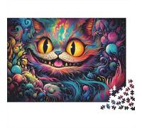 Psychedelic Cat Art_2 1000 Pieces Jigsaw Puzzle Logic Skill Decompression Wall Decor Family Game Night Cardboard 52x38cm/1000pcs