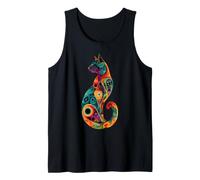 Psychedelic Cat Design Art Cat Lover Mandala Tank Top