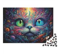 Psychedelic Cat Eyes 1000 Piece Psychedelic Cat with Bright Eyes Jigsaw Puzzles for Adults And Kids Family Educational Games 1000 Pieces Fun, Challenging & Brainteasing Adults for Women, Gifts for Men