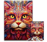 Psychedelic Cat Jigsaw Puzzles 1000 Pieces for Adults Jigsaw Puzzles Perfect for Family Gatherings, Birthdays, Holidays 50x75CM/19.68x29.52inch