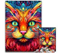 Psychedelic Cat Jigsaw Puzzles for Adults 1000 Piece Jigsaw Puzzles for Adults for Family And Friends, Suitable for Ages 14+ 50x75CM/19.68x29.52inch