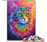 Psychedelic Cat JigsawPuzzle 1000 Pieces for Teenagers, Pattern Assembly Deal As Gifts for The Whole Family Suitable for And 14 (50x75cm)
