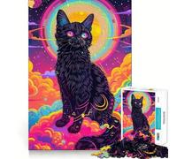Psychedelic Cat Space Jigsaw Puzzles 1000 Pieces for Teenagers Strong Logic Toy Home Activity Clear Edge Cherished Gift (50x75cm)