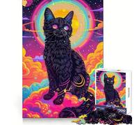 Psychedelic Cat Space Jigsaw Puzzles 1000 Pieces for Teenagers Strong Logic Toy Home Activity Clear Edge Cherished Gift (50x75cm)