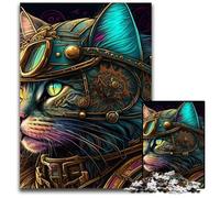 Psychedelic Cat Warrior 1000 Piece Jigsaw Impossible Jigsaw Puzzles for Adults Relaxing Entertainment, Home Decor 50x75CM/19.68x29.52inch