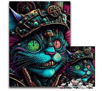 Psychedelic Cat Warrior 1000 Piece Jigsaw Puzzle cardboard Jigsaw DIY Decoration, Brain Challenge, for Adult, Family, 26X38CM/10.23x14.96inch