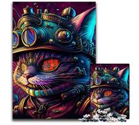Psychedelic Cat Warrior Adult Jigsaw Puzzles 1000 Pieces Wooden Jigsaw Fun at Home Activities, Birthday Present, Travel Gifts 50x75CM/19.68x29.52inch