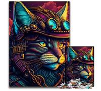 Psychedelic Cat Warrior Jigsaw Puzzles for Adults 1000 Piece cardboard Puzzles Challenging Brain Teaser for Teenagers, Family Fun Interactive Game 26X38CM/10.23x14.96inch