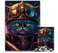Psychedelic Cat Warrior Jigsaw Puzzles for Adults 1000 Piece Wooden Puzzles Perfect for Teenagers & Collectors, Ideal Home Decor & Travel Gift 50x75CM/19.68x29.52inch