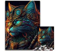 Psychedelic Cat Warrior JigsawPuzzle 1000 Pieces for Adults cardboard Jigsaw Puzzles for Teenagers, Couples, And Friends for Birthdays, Christmas 26X38CM/10.23x14.96inch