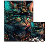 Psychedelic Cat Warrior JigsawPuzzle 1000 Pieces for Adults cardboard Jigsaw Puzzles Fun at Home Activities, Birthday Present, Travel Gifts 26X38CM/10.23x14.96inch