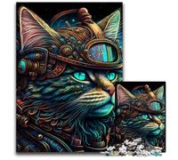 Psychedelic Cat Warrior JigsawPuzzle 1000 Pieces for Adults Wooden Jigsaw Puzzles Fun at Home Activities, Birthday Present, Travel Gifts 50x75CM/19.68x29.52inch