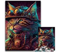 Psychedelic Cat Warrior Puzzles 1000 Pieces for Adults Jigsaw Puzzles for Adults Perfect for Family Gatherings, Birthdays, Holidays 26X38CM/10.23x14.96inch