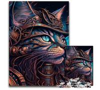 Psychedelic Cat Warrior Puzzles 1000 Pieces for Adults Wooden Jigsaw Challenging Brain Teaser for Teenagers, Family Fun Interactive Game 50x75CM/19.68x29.52inch