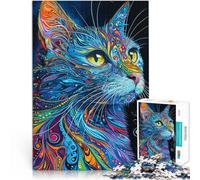 Psychedelic Cat1000 Piece Jigsaw Puzzles for Adults Toys Educational Games Stress Relieving Birthday Present, Gifts, Wall Art 38x26cm