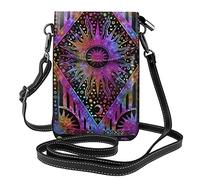 Psychedelic Celestial Body Sun Moon Tapestry Planet Bohemian Purple Crossbody Cell Phone Purse Small Crossbody Wallet PU Women Crossbody Bag Shoulder Bag Purse