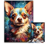 Psychedelic Chihuahua Dog Jigsaw Puzzles for Adults 1000 Piece PaperJigsaw Puzzles Perfect for Christmas Halloween Easter New Year 1000 PCS(38x26cm)