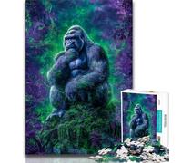 Psychedelic Chimpanzee Jigsaw Puzzles for Teenagers 1000 Pieces,Pattern Assembly Fun at Home Activities,Birthday Present,Travel Gifts (75x50cm)