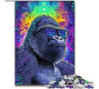 Psychedelic Chimpanzee JigsawPuzzle 1000 Pieces for Teenagers, Educational Family Game Suitable for Desktop Decoration (26x38cm)