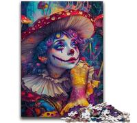 Psychedelic Clown Girl 1000 Piece Jigsaw Puzzles,Help The Brain Exercise Addictive Toys to Cultivate Patience Unique Challenge Game (50x75cm)