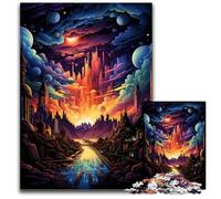 Psychedelic Color City JigsawPuzzle 1000 Pieces for Adults Difficult Puzzles for Adults Fun at Home Activities Birthday Present Travel Gifts 1000 PCS(75x50cm)