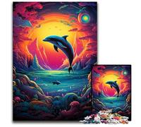 Psychedelic Color Dolphin 1000 Pieces Puzzles for Adults Wooden Jigsaw Puzzles Perfect for Halloween Christmas Birthday Gift 1000 PCS(75x50cm)