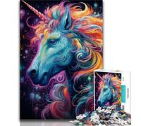 Psychedelic Colored Horses 1000 Pieces Jigsaw Puzzles for Adults And Teens,Help The Brain Exercise Addictive Toys to Cultivate Patience Great Gift (38x26cm)