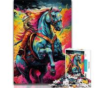 Psychedelic Colored Horses Adult Jigsaws 1000 Pieces Difficult,Help The Brain Exercise Addictive Toys to Cultivate Patience Great Gift 50x75cm
